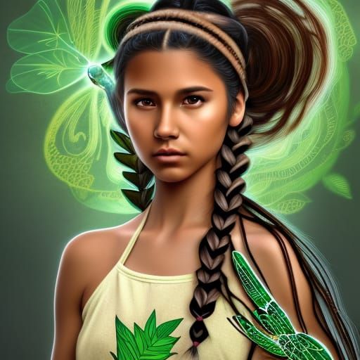 Native American Girl with Dragonfly Wings in Comic Art
