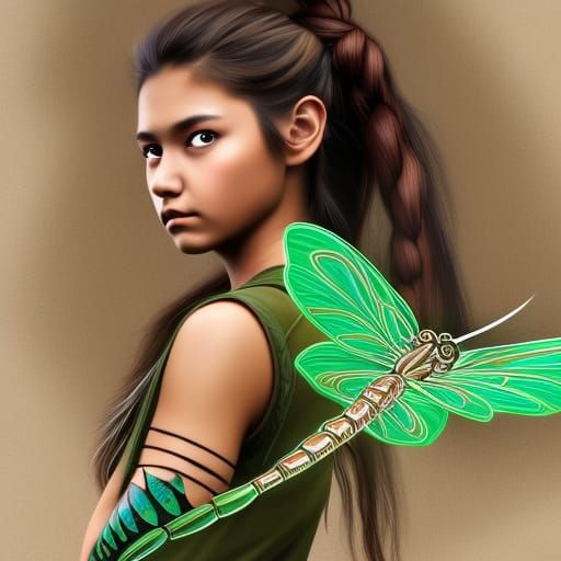 Native American Girl with Dragonfly Wings in Comic Art
