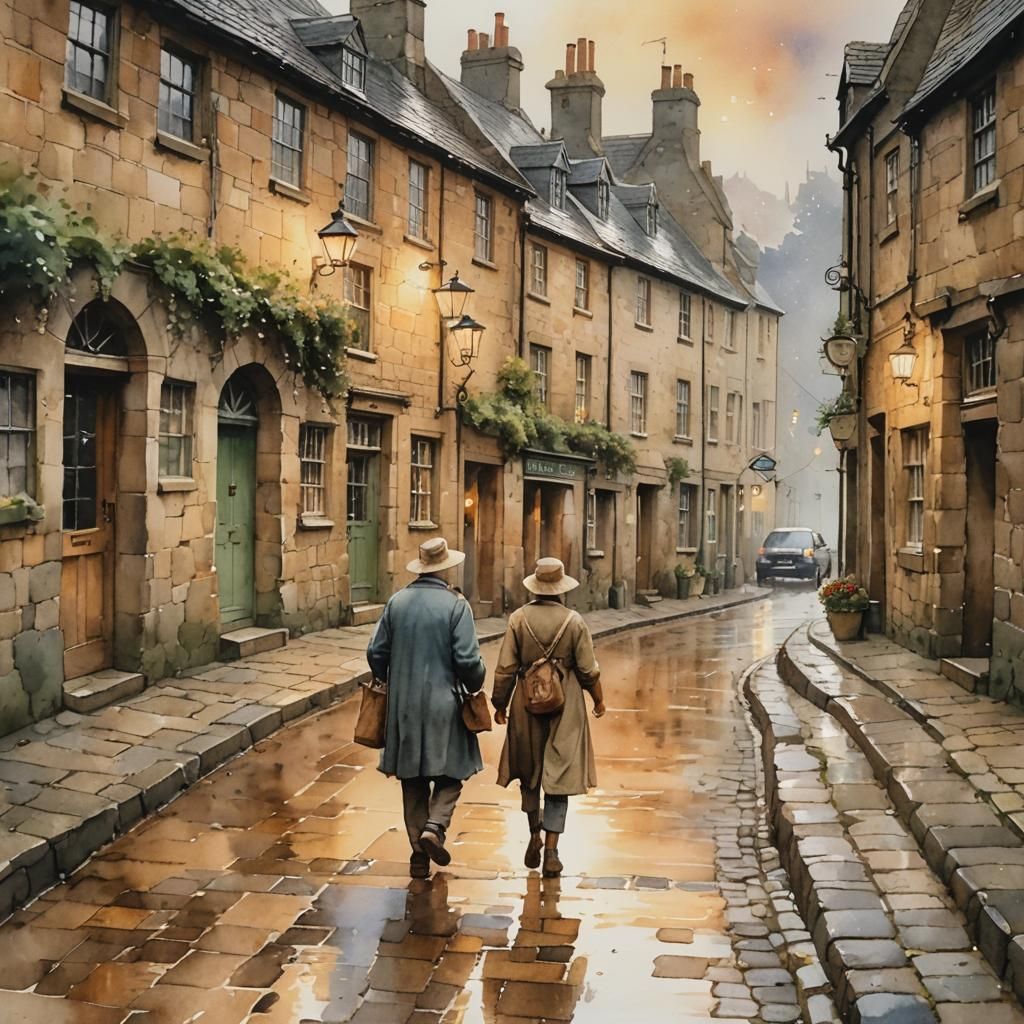 Whimsical Village Street in Old England