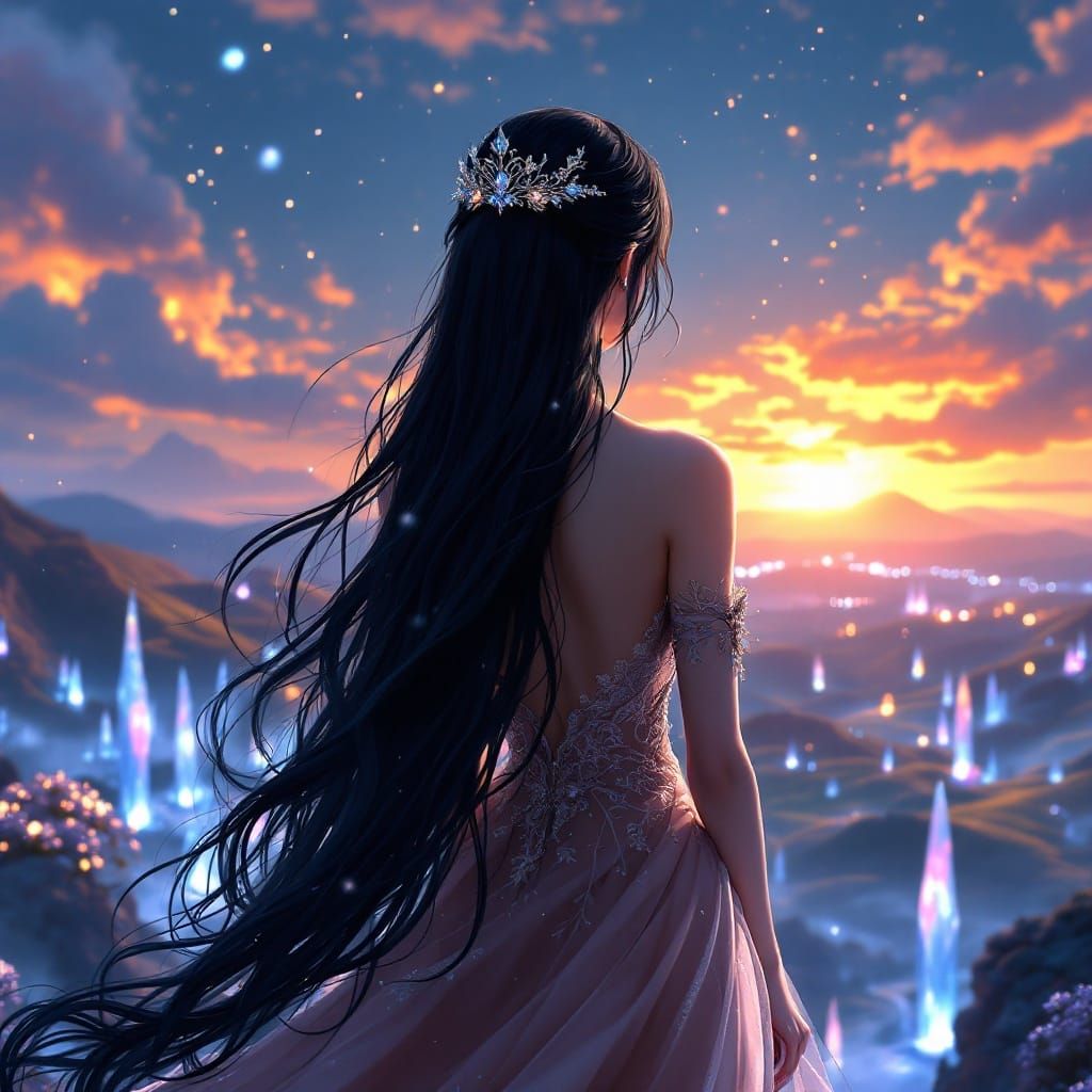 Regal Crystal Princess in Anime-Inspired 8K Art