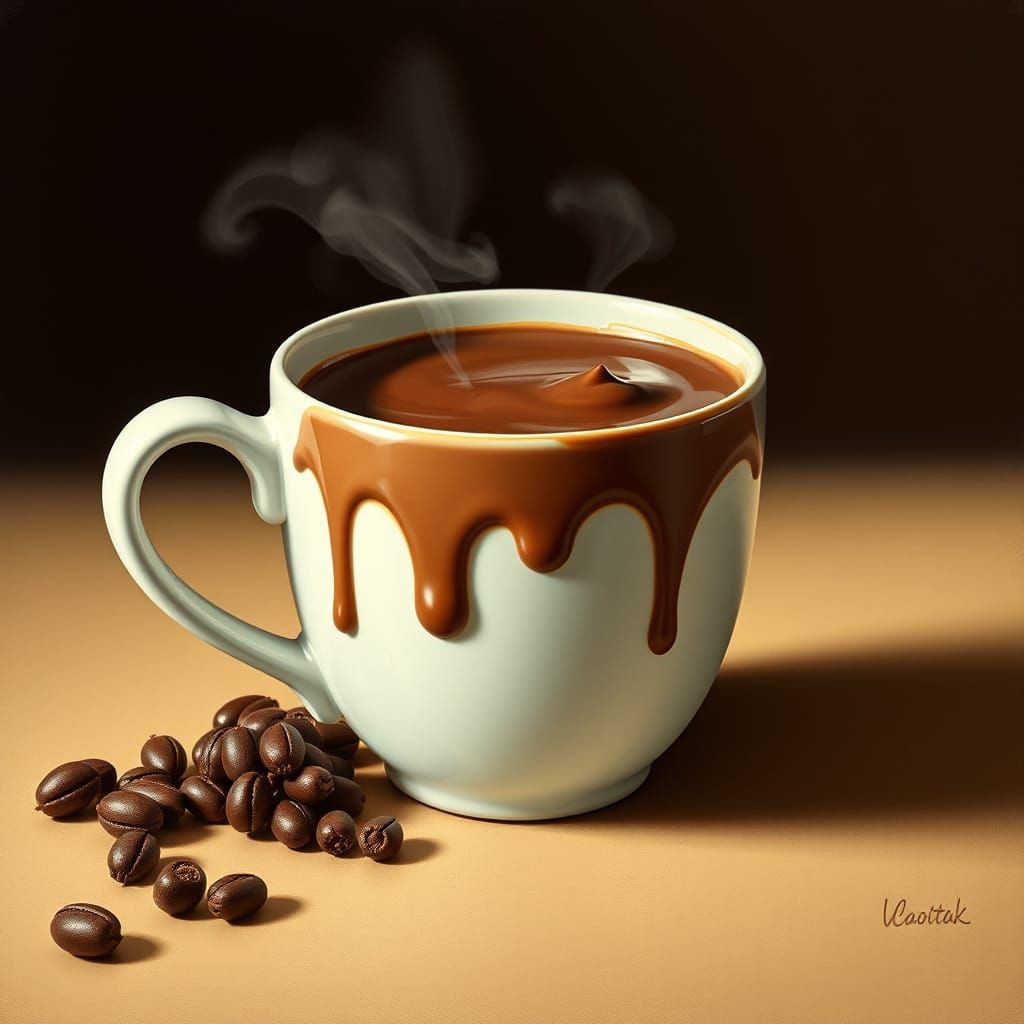 Realistic Foamy Chocolate Cup in Hyperrealistic Style