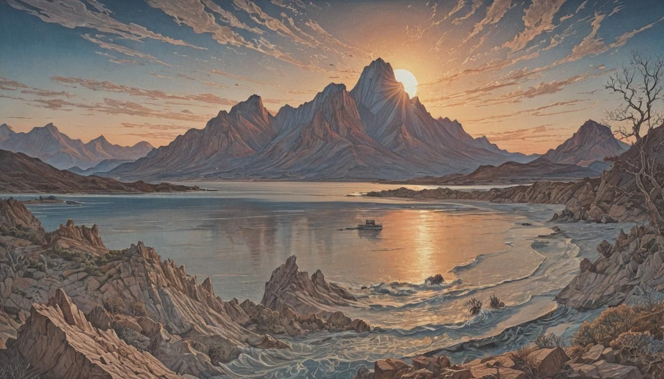 Namatjira Seascape: Primitivism Meets Baroque Sunset