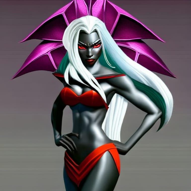 Beautiful Drow Elf Woman with Red Eyes