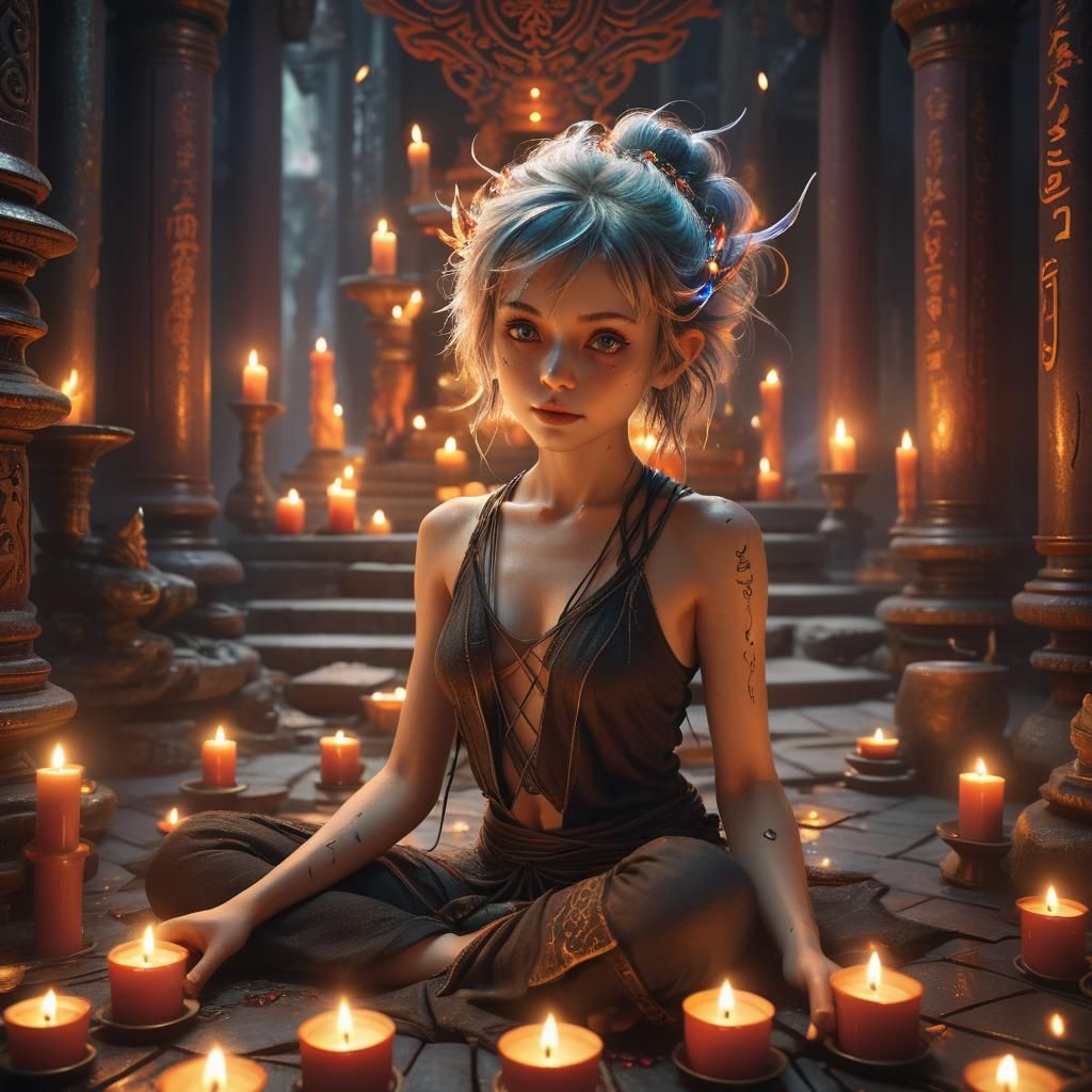 Mystical Zen Pixie in Otherworldly Temple