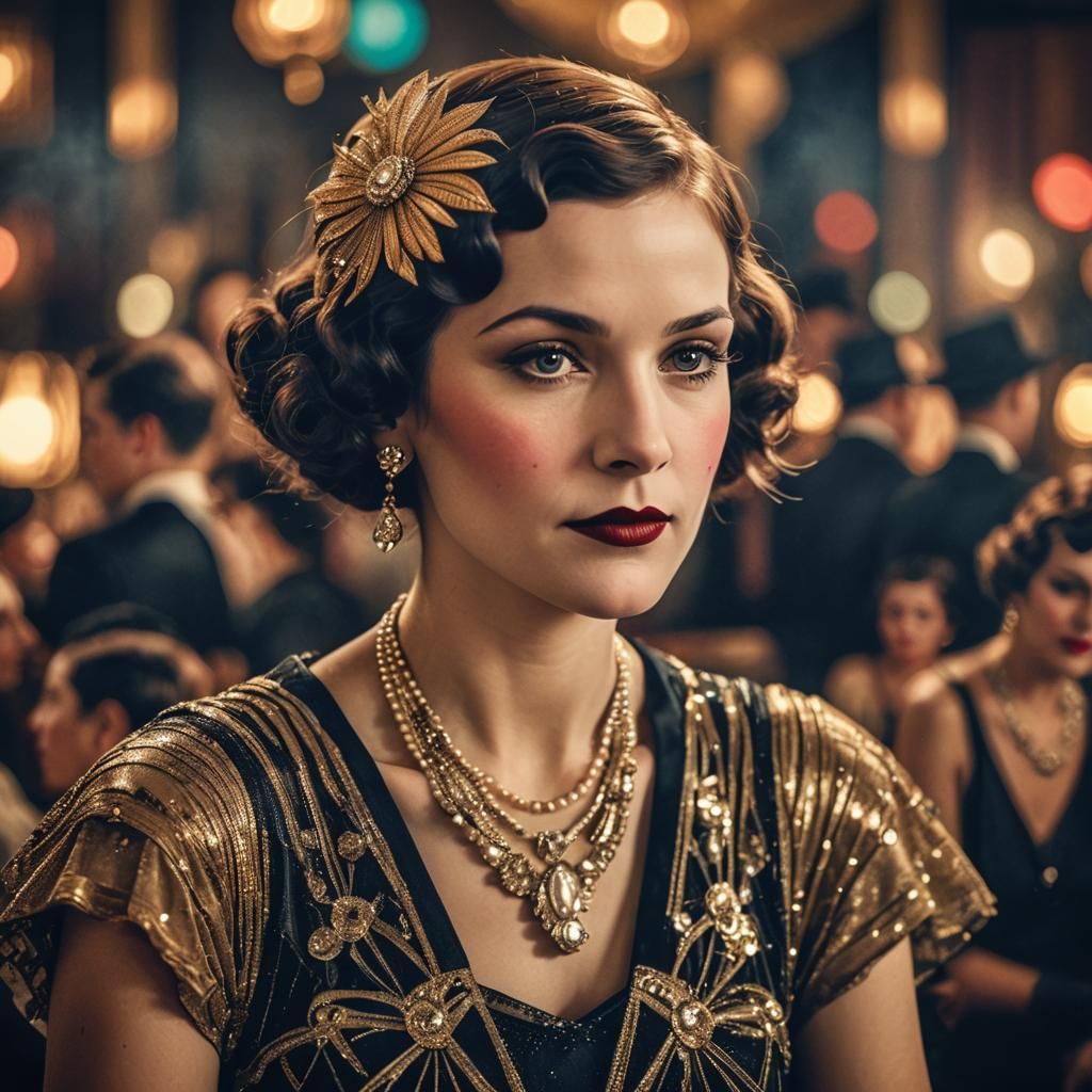 Art Deco Woman at 1930s Party Portrait