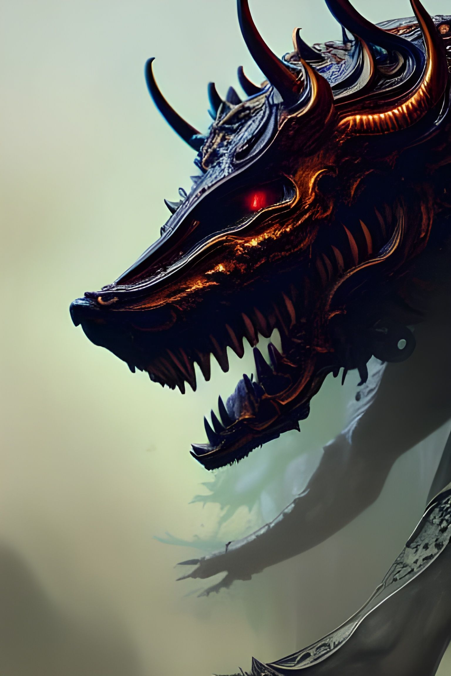 Detailed Hellhound Fantasy Art with Sun Rays