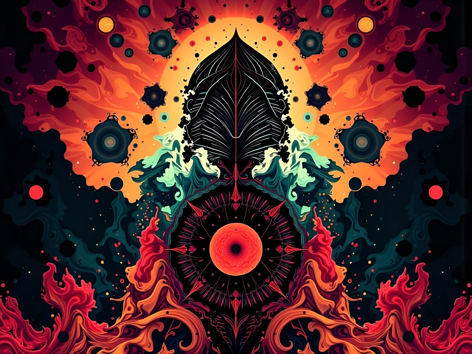 Powerful Face with Particles and Awe