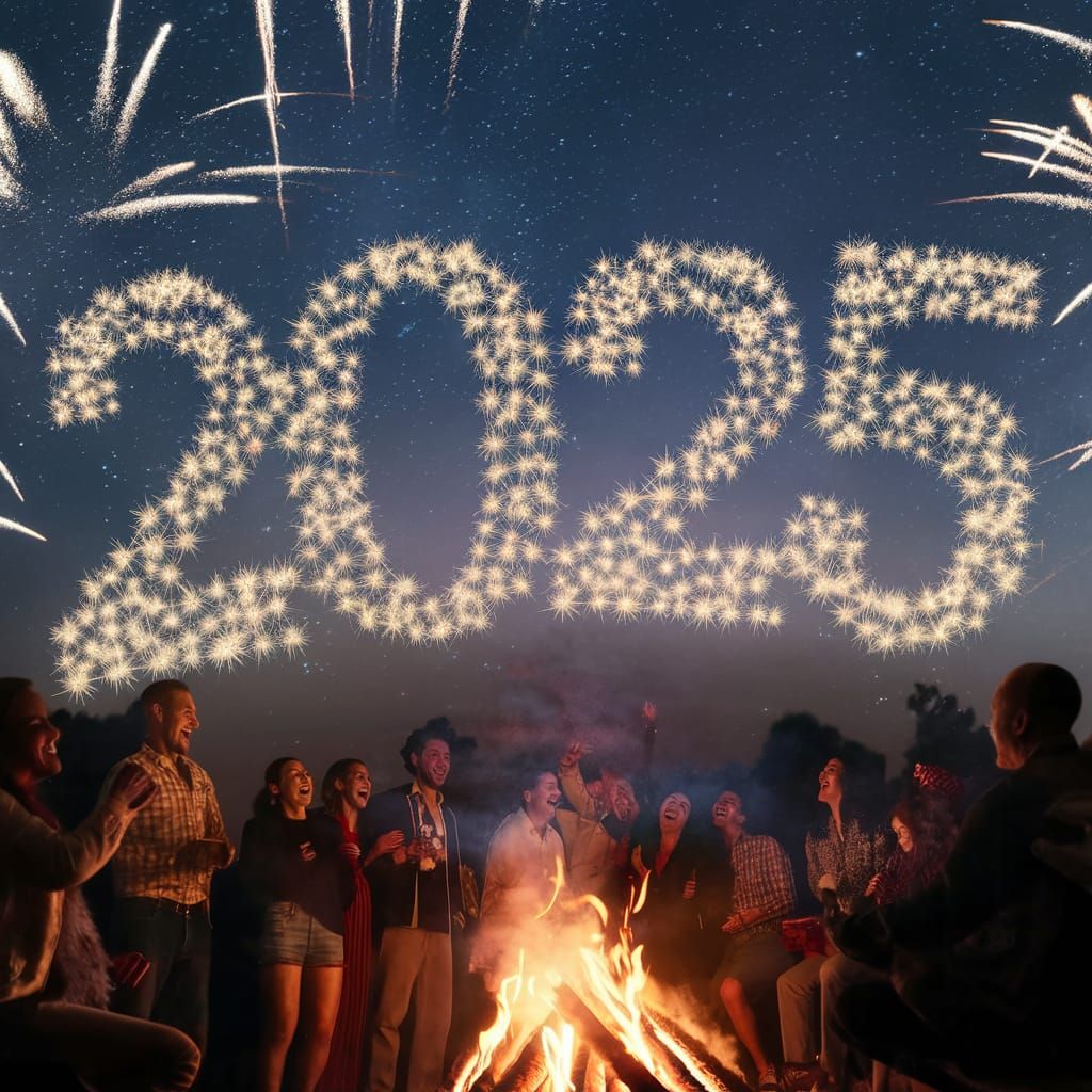 Stunning Celestial Celebration: Year 2025 Written in Twinkli...