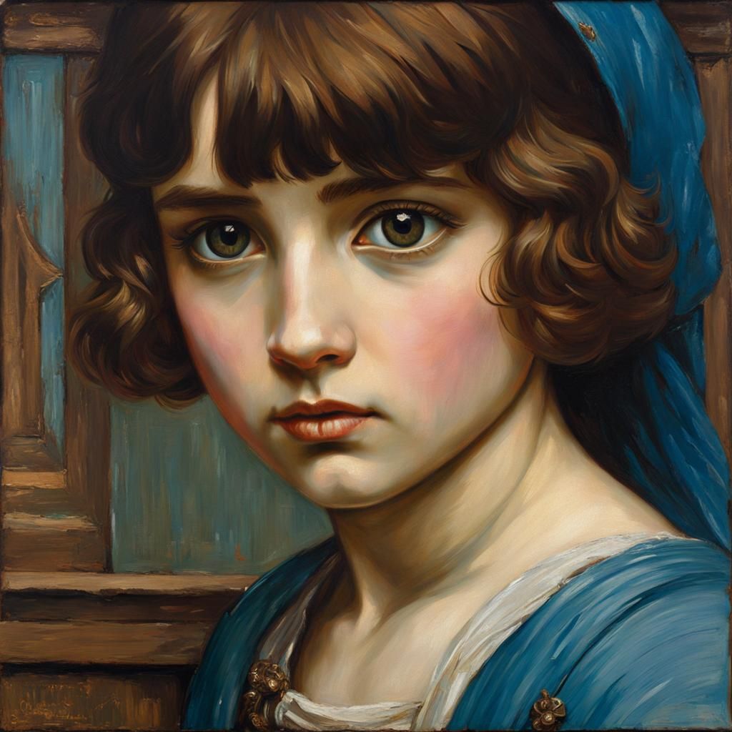 Girl with Odd Eyes in Oil Painting Style