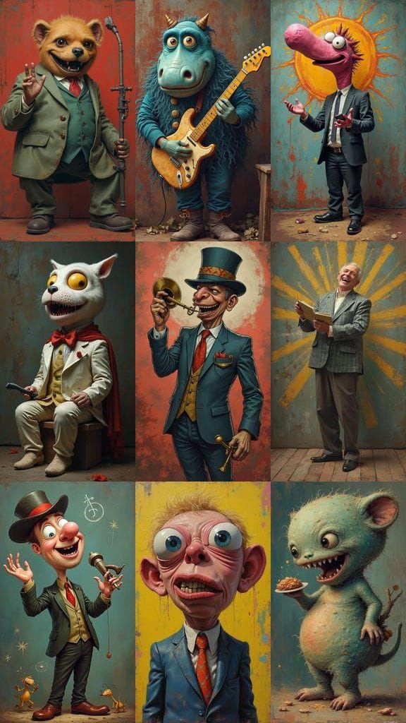 Humorous Surreal Landscape in Vibrant Colors