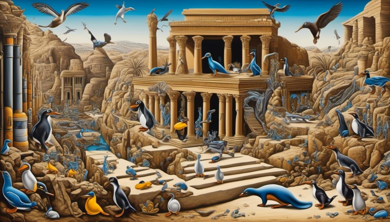 Surreal Flower Garden in Ancient Egyptian Temple