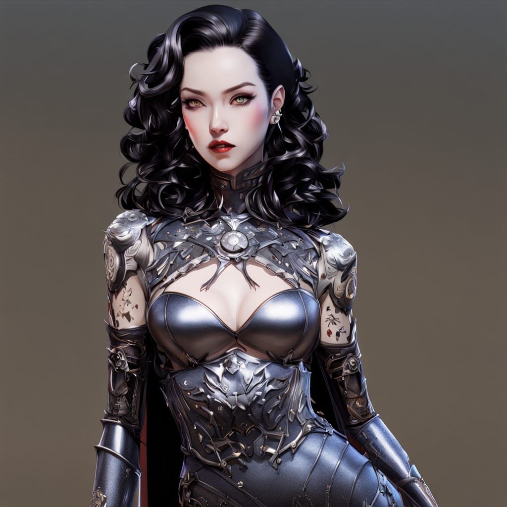 Ethereal Demon Queen in Sultry Pin-Up Style