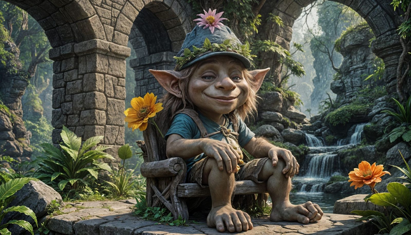 Friendly Troll Portrait Under Forest Bridge