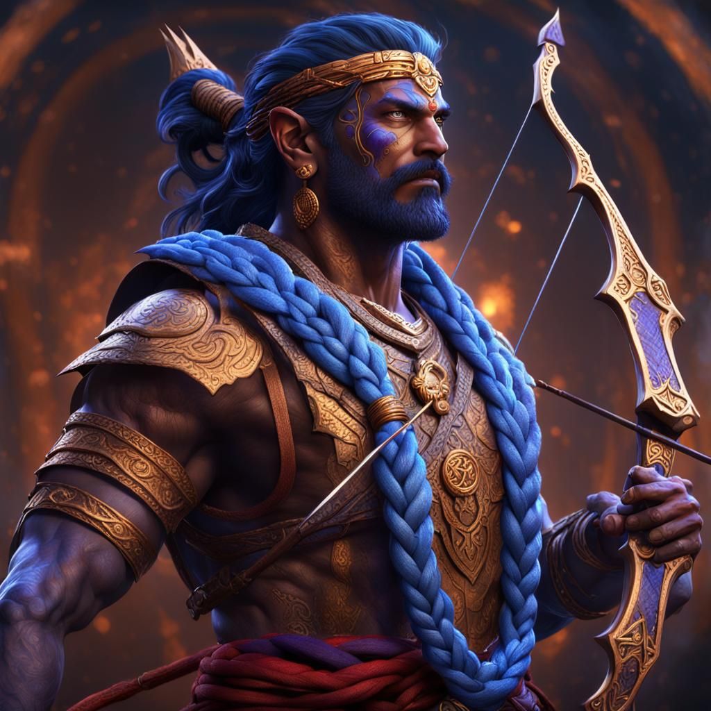 Rudra: Vedic Storm God Archer in Dark Fantasy Style