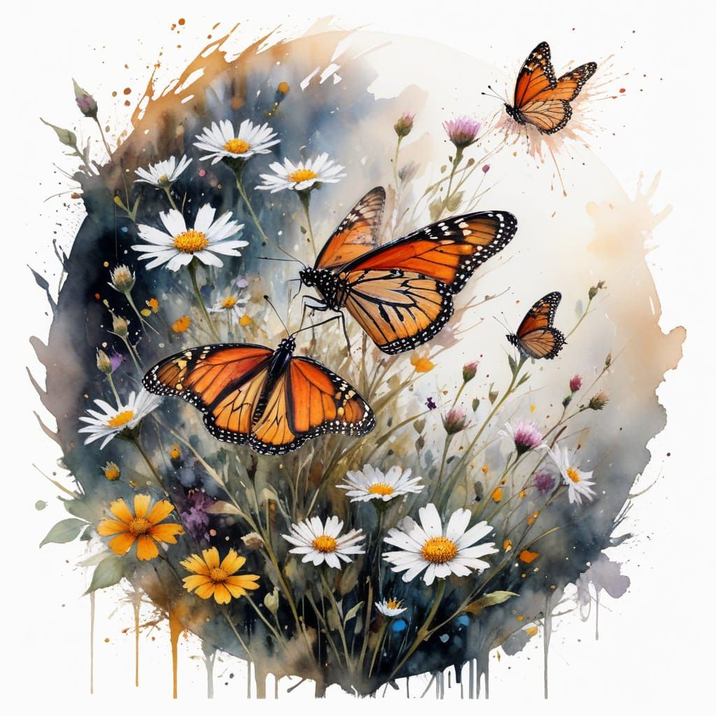 Surreal Monarch Butterfly in a Sunlit Meadow