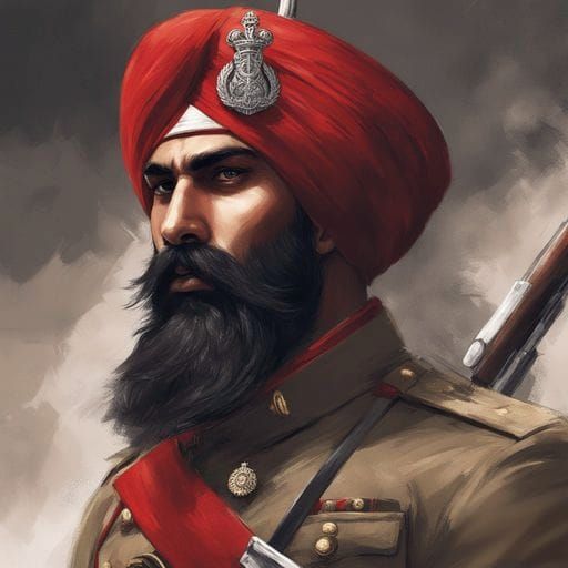 Sikh Soldier Portrait in British WWI Army