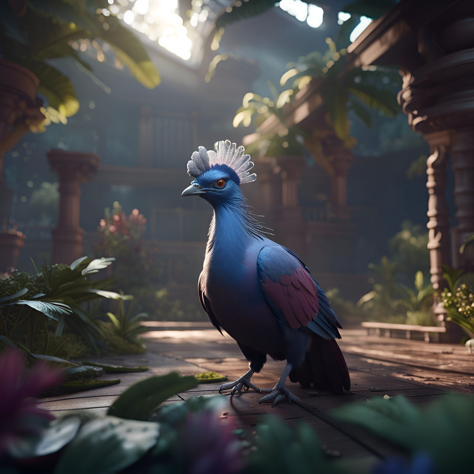 Victoria Crowned Pigeon in 3D Game Style