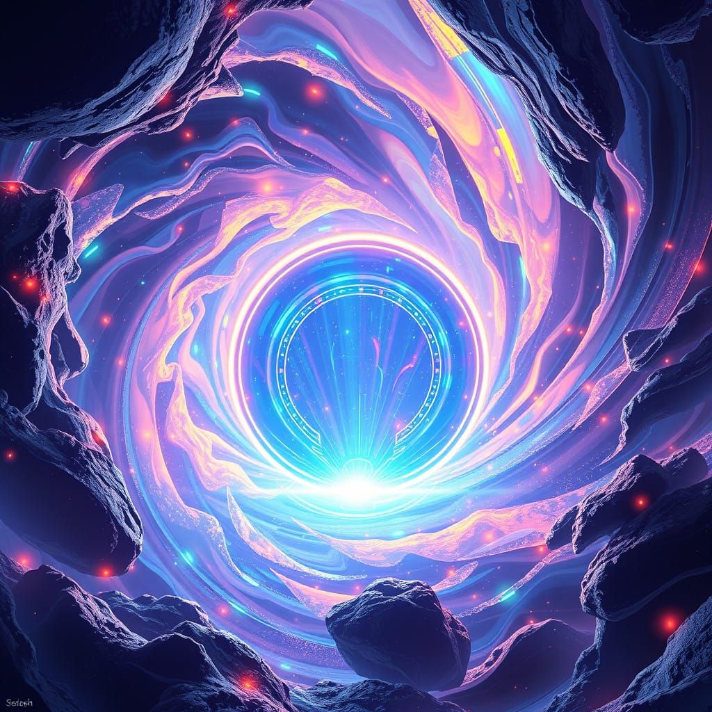Ethereal Portal in a Swirling Vortex of Iridescent Colors