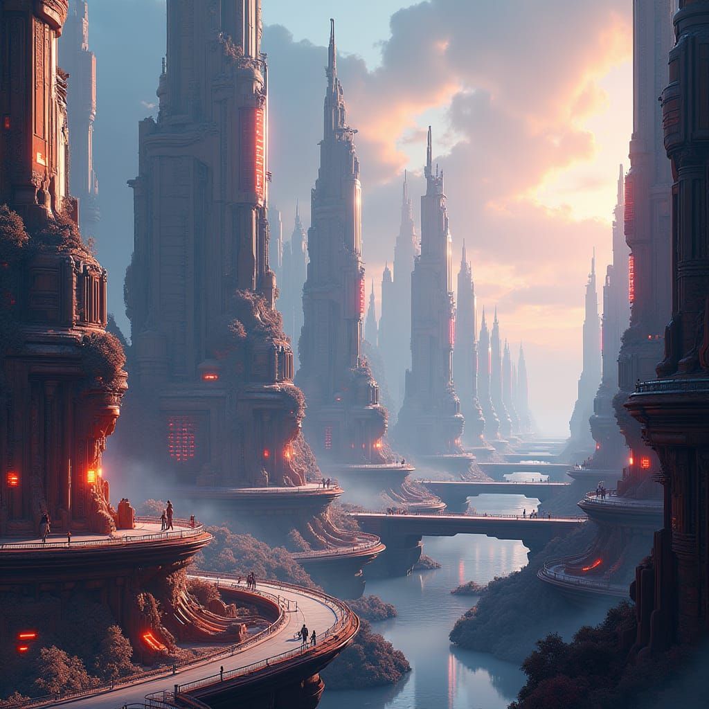 Futuristic Cityscape in the Year 3000: Matte Painting