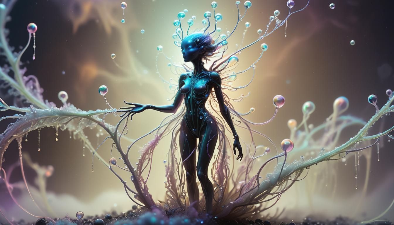 Bioluminescent Alien Plant Concept Art in Neon Colors