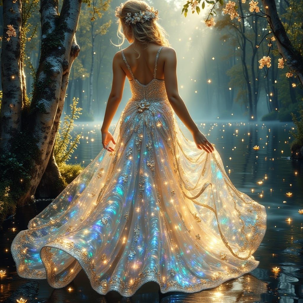 Opal and Orchid Gown in Crystal Forest