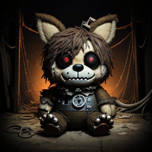 Creepy Foxy Animatronic in Dark Hallway