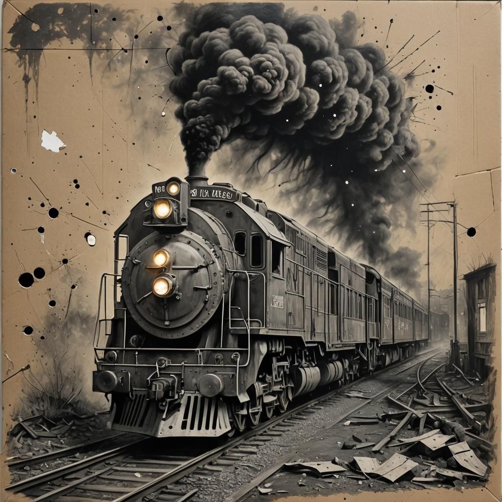 Ghost Train Emerges in Charcoal Drawing