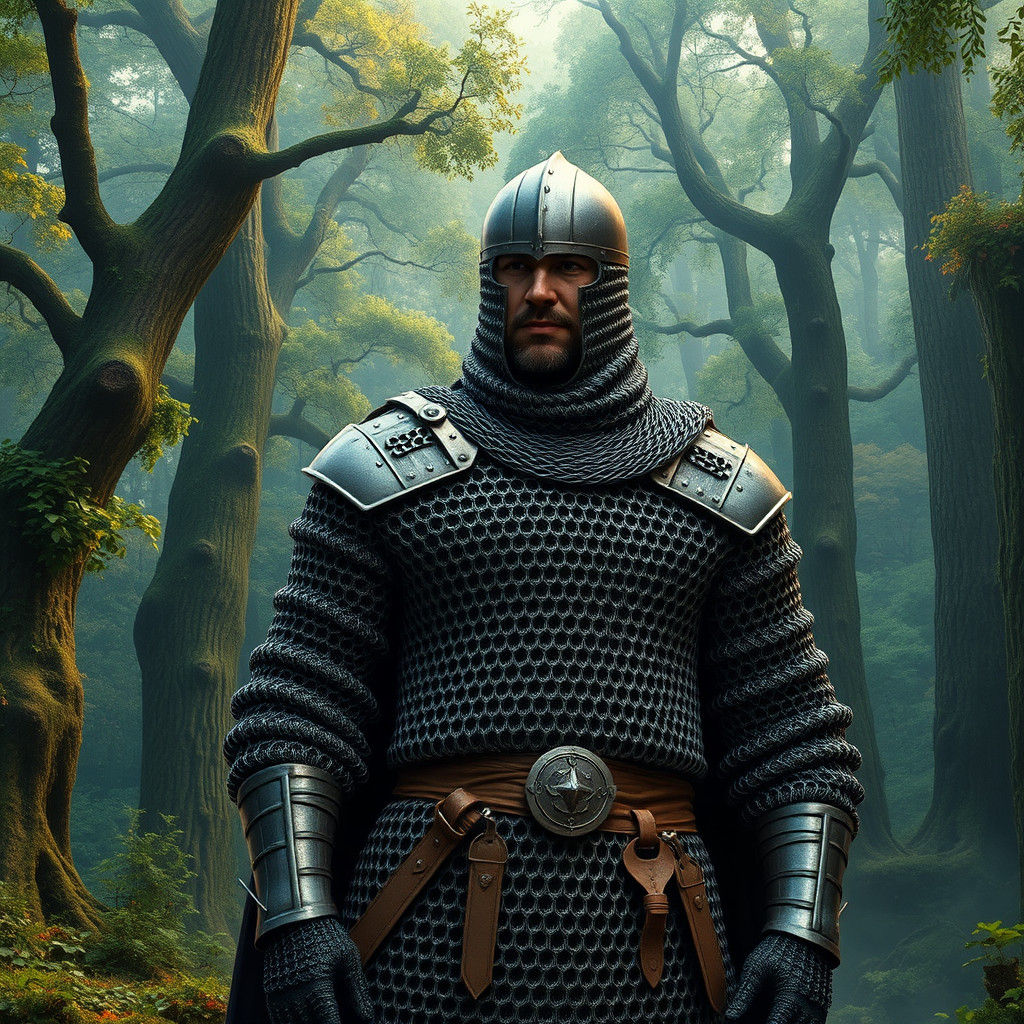 Norman Knight in Chainmail Armor in Comic Style