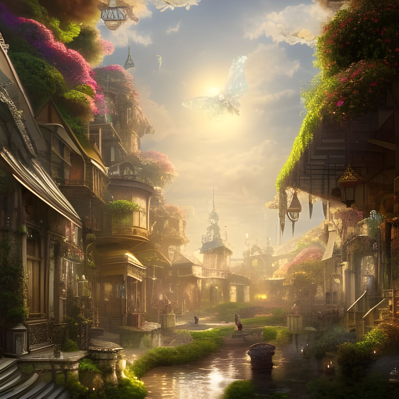 Epic Fairy Town: Detailed Digital Matte Painting