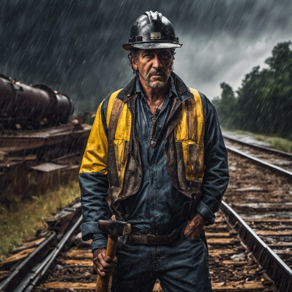 Bruce Springsteen as Railroad Worker in Rain