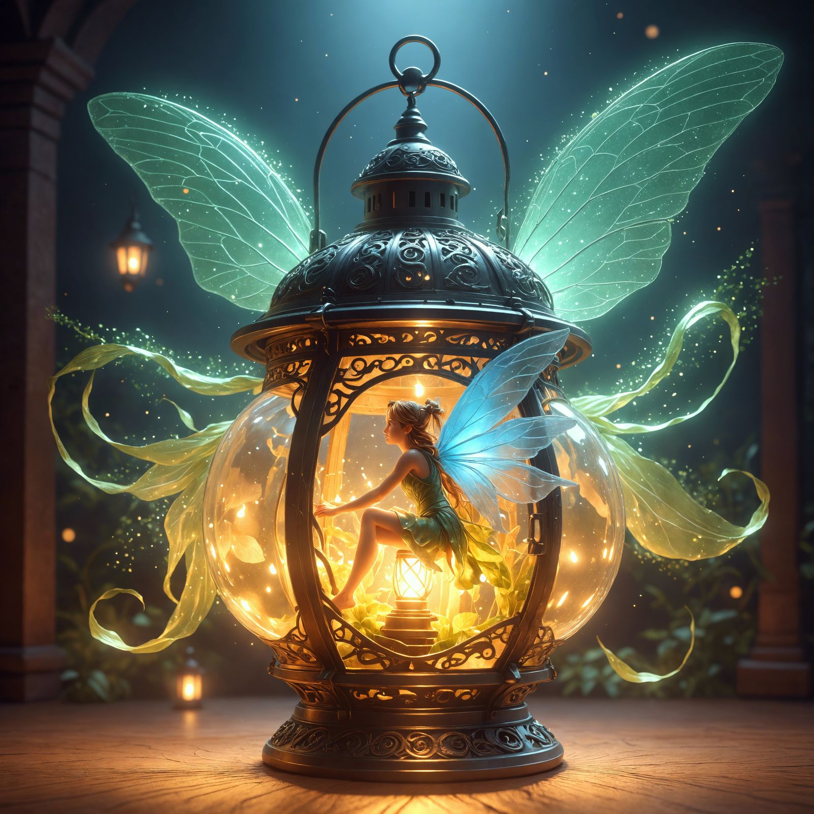 Luminescent Fairy Trapped in Magic Lantern