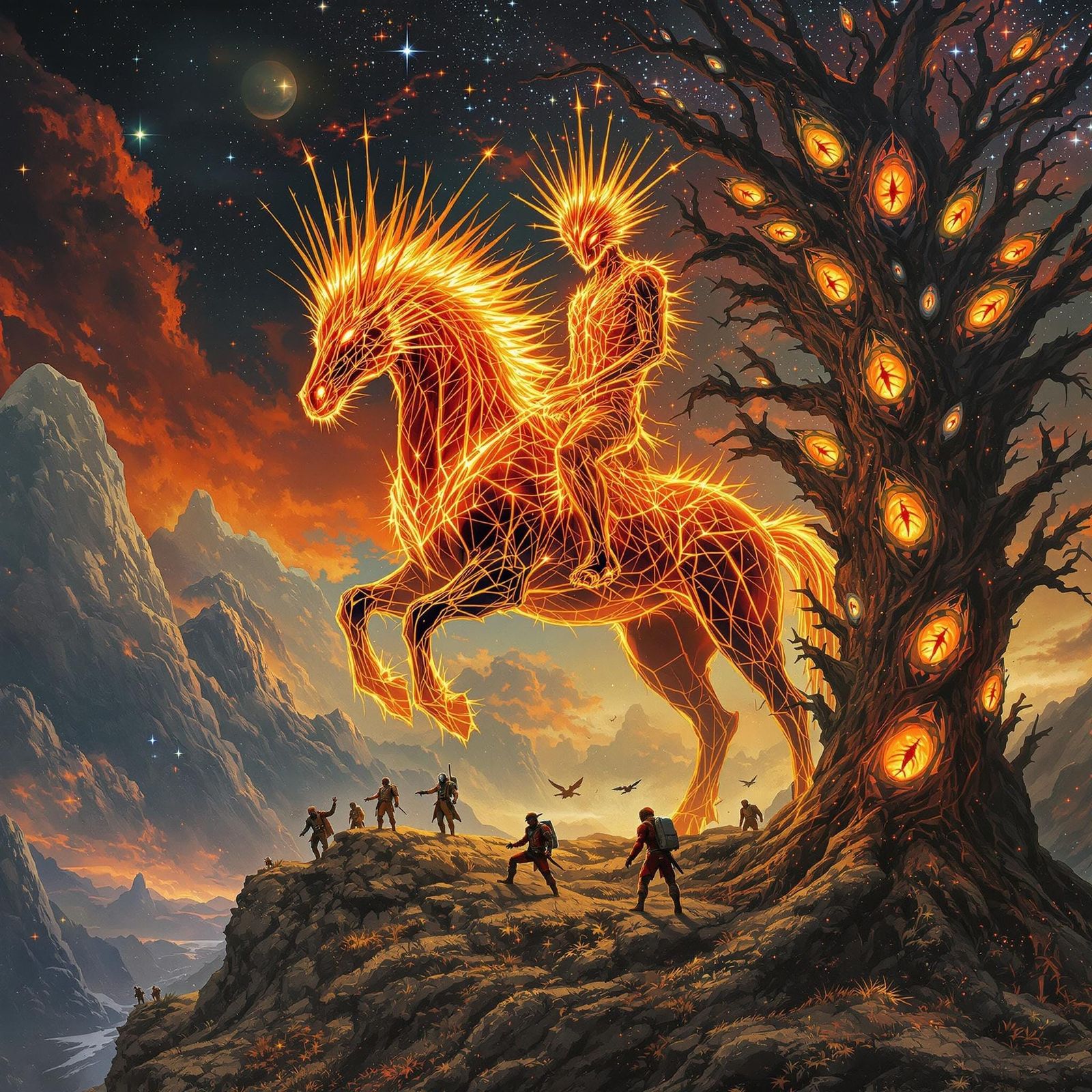 Fiery Emperor Centaur Overlooks Beastly Crew