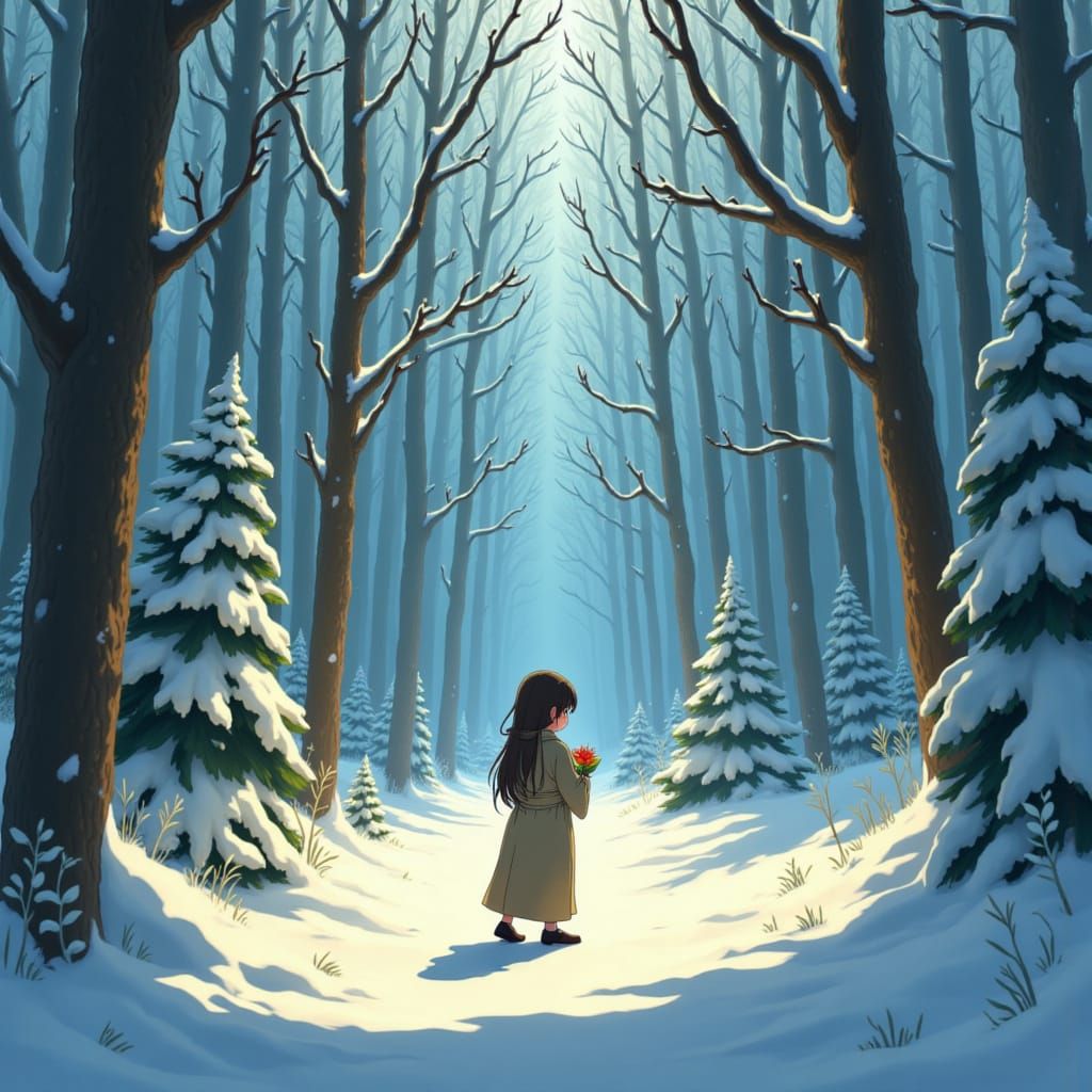 Ghibli Characters in Festive Christmas Snow Scene