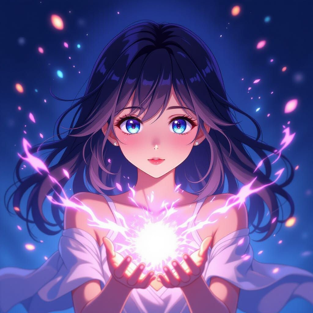 Anime Girl Magical Transformation in Ethereal Light