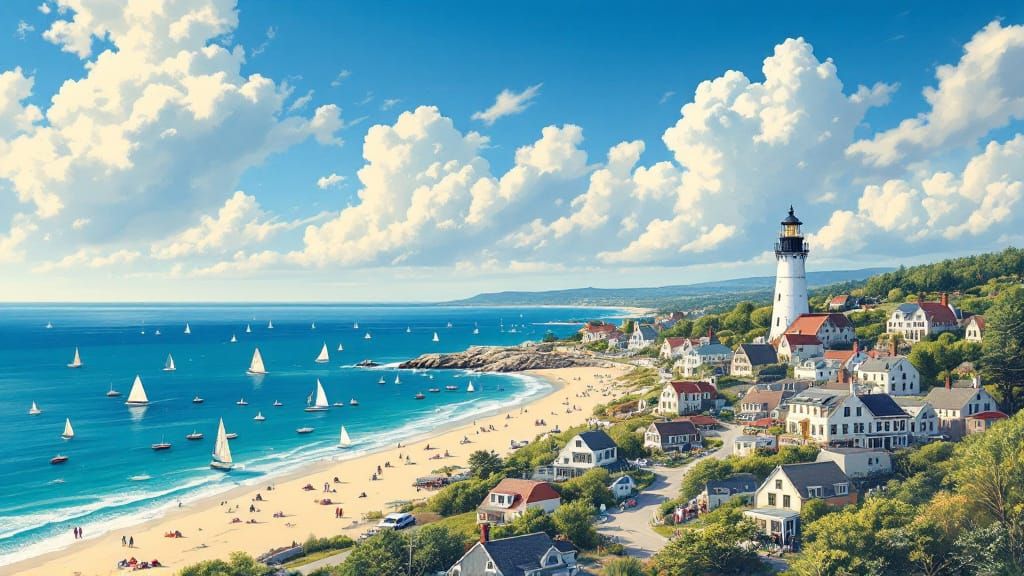 Picturesque Seaside Village in New England