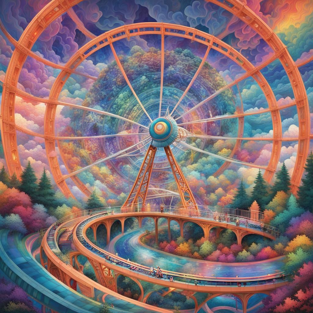 Surreal Theme Park: Psychedelic Geometric Digital Art