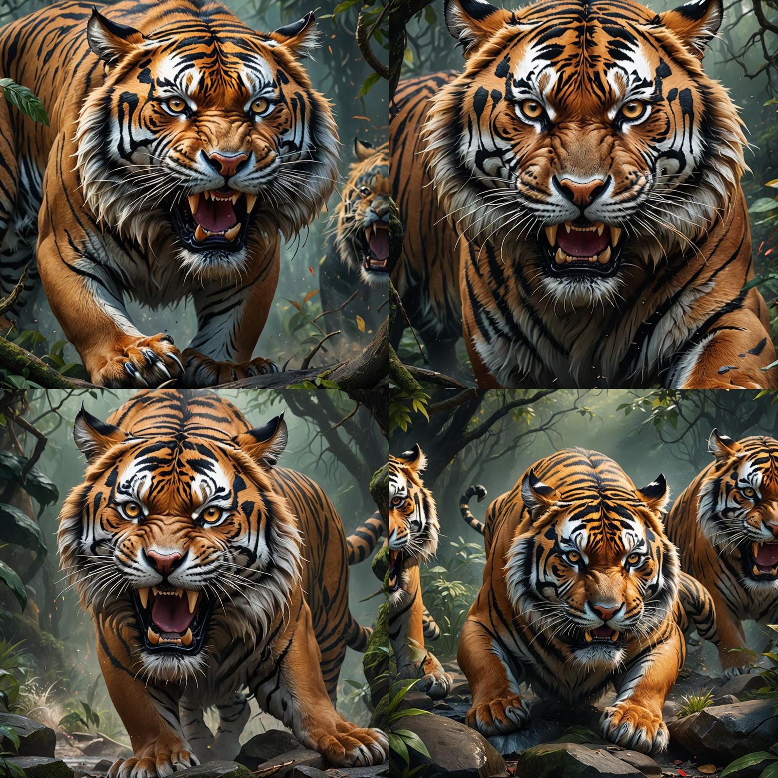 Vibrant Tiger Painting in Detailed Fantasy Style