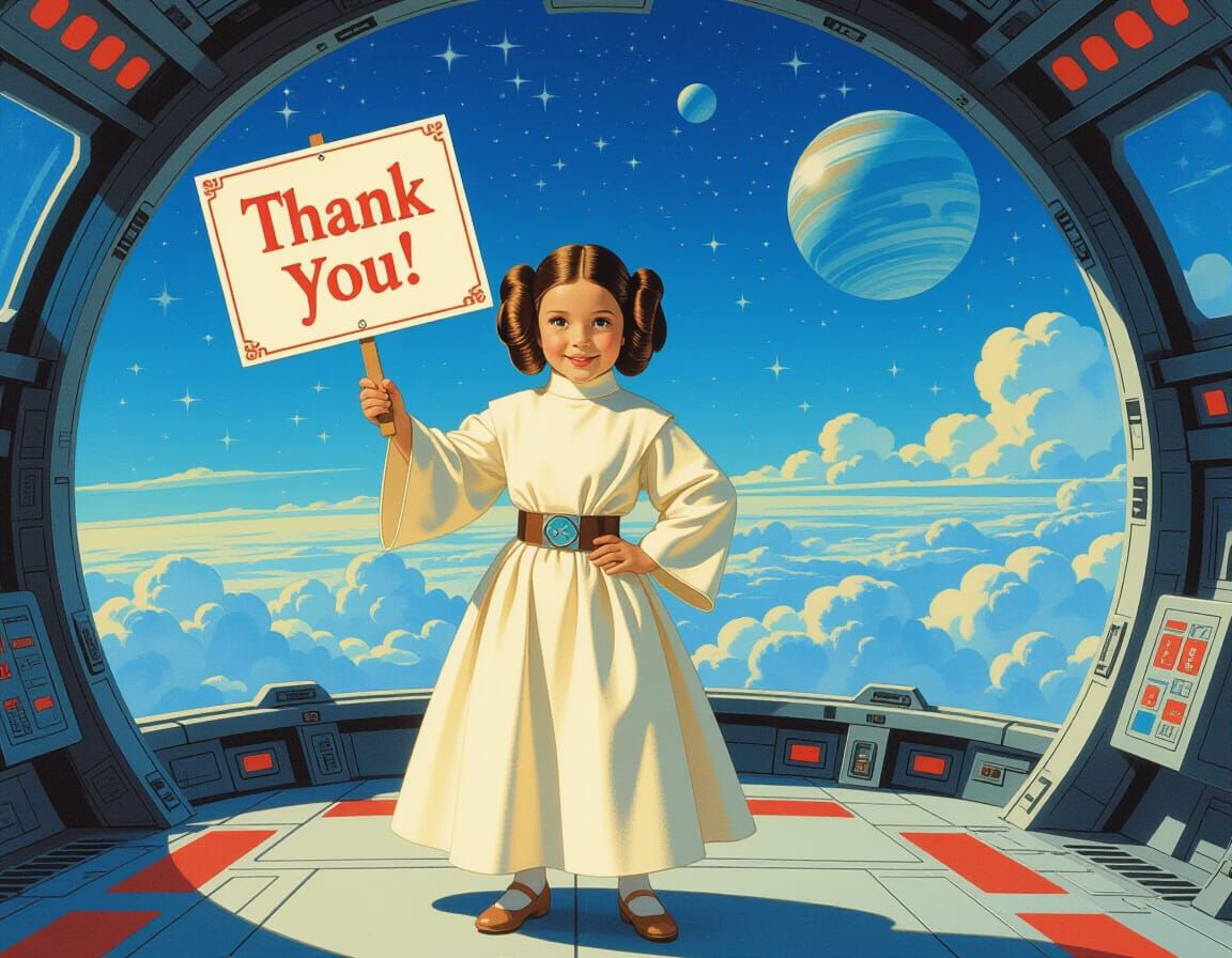 Princess Leia Thank You in Pin-Up Style