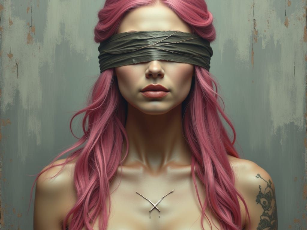 Resilient Woman Silenced by Society, Kintsugi Cracks