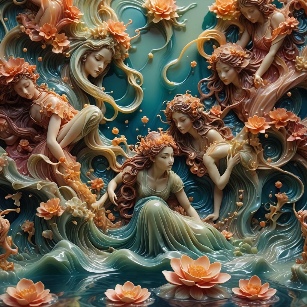 Floating Wax Sculptures in Hyper-Realistic Digital Art
