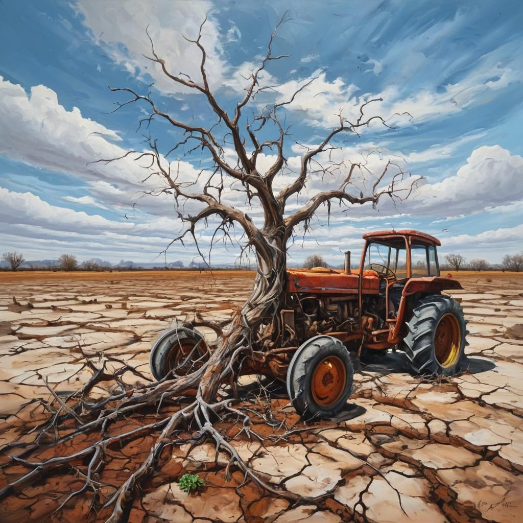 Post-Apocalyptic Farmland in Surrealist Style