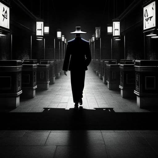 Surreal Alien Market in Film Noir Style