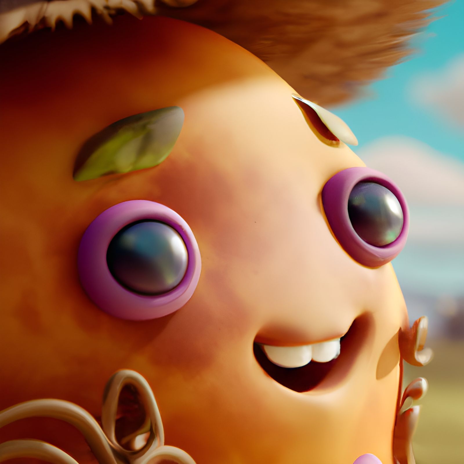 Adorable Sweet Potato in Detailed 3D Digital Art