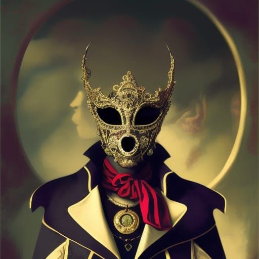 Sinister Magician at Masquerade Ball, Hyperdetailed Photogra...