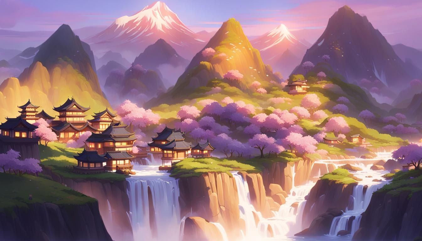 Surreal Oriental Village Panorama