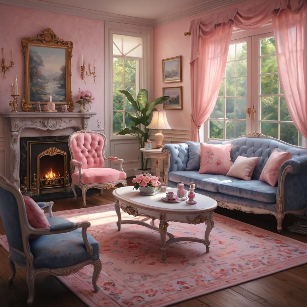 Coquette Scenery in Oil Painted Airbrush Style