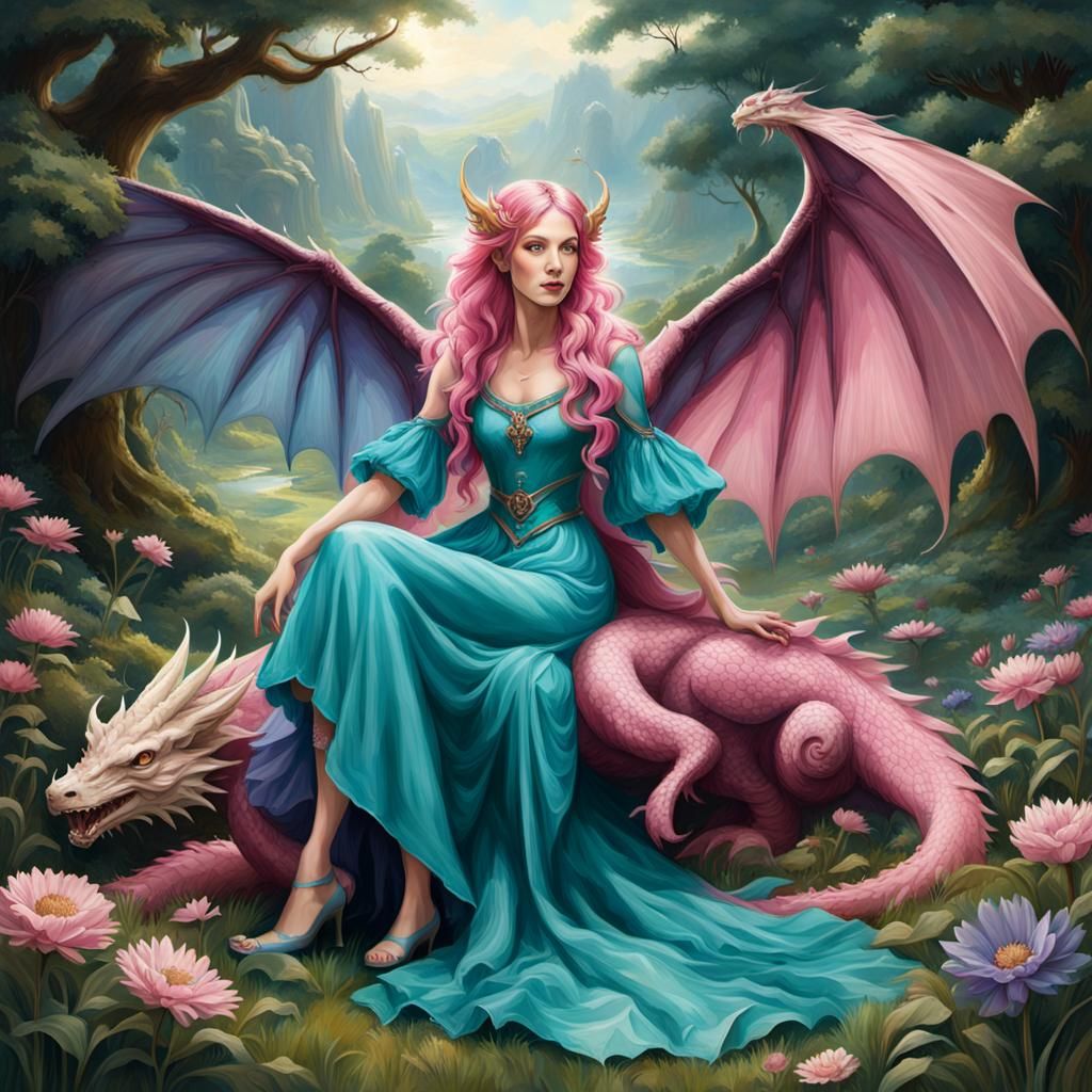 fairy princess with her dragon