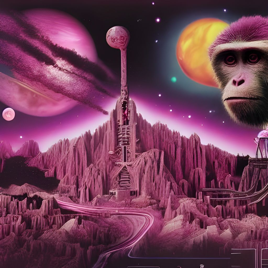 Space Monkey Remembers Vicious Pink Phenomena: Digital Art