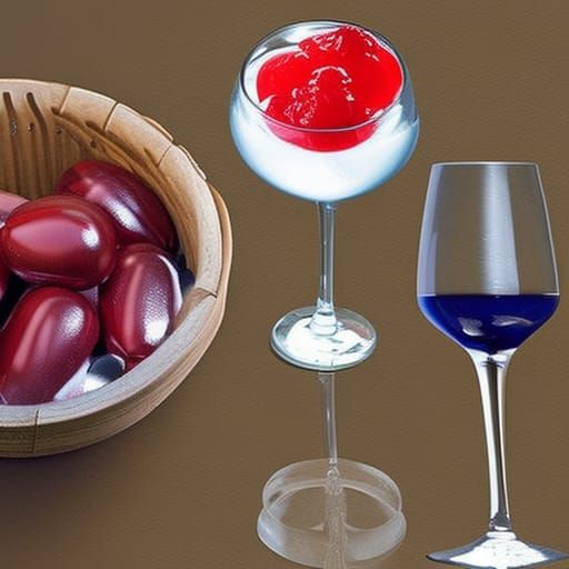 Abstract Red Wine Still Life in Triadic Colors