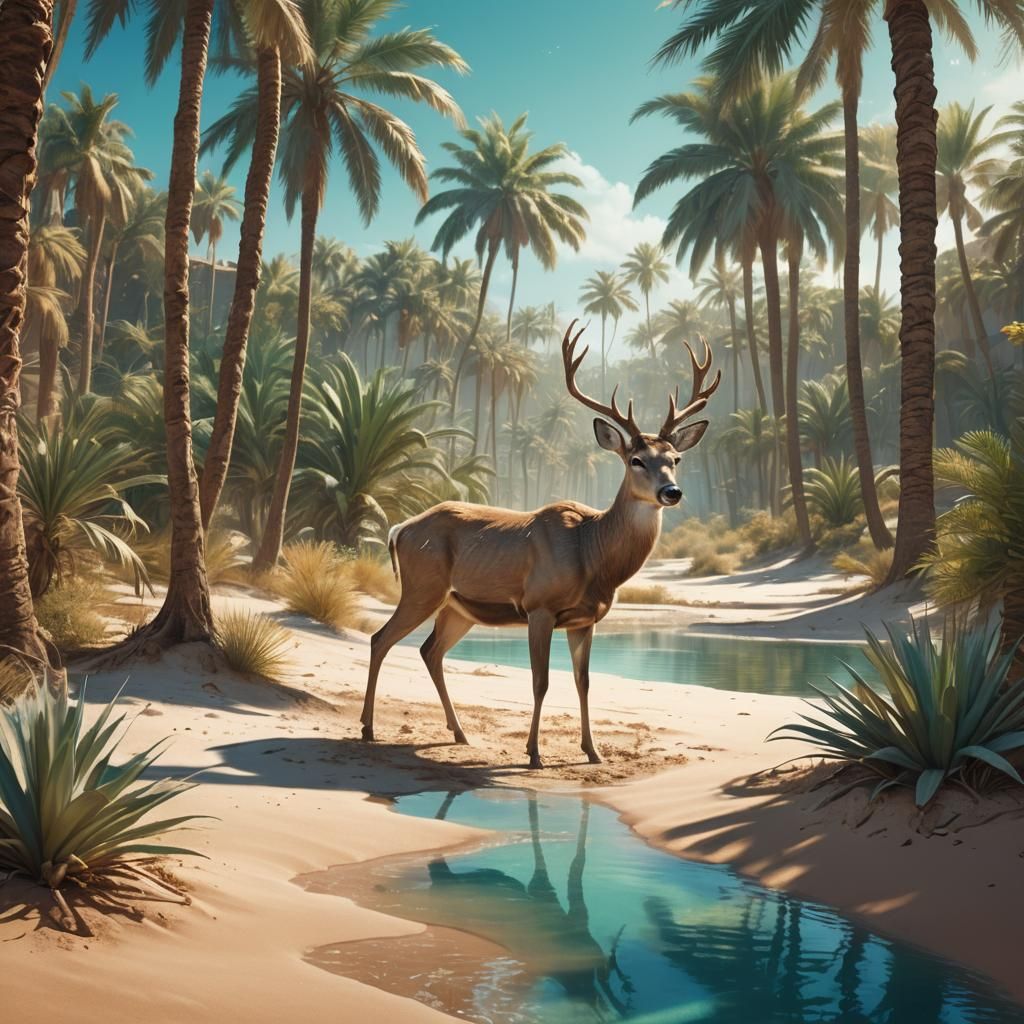 Deer Soul Finds Oasis in Fantasy Desert Art